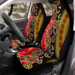 Aboriginal Dot Painting Car Seat Cover Running Hunting Kangaroo Black Red