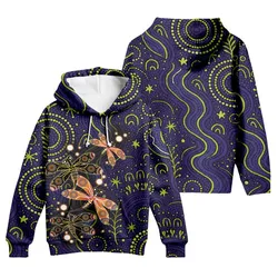 Aboriginal Dot Painting Hoodie Dragonfly Royal Blue Zip Up Hoodie