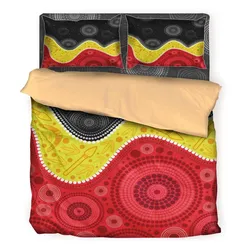 Aboriginal Dot Painting Bedding Set Red Earth Hunt