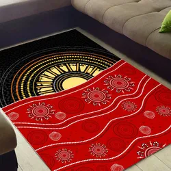 Aboriginal Dot Painting Carpet Rug Sunset Black Red