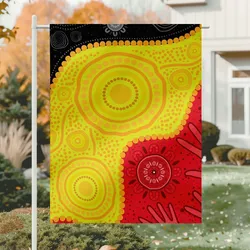 Aboriginal Dot Painting Garden Flag Hand Prints Black Red