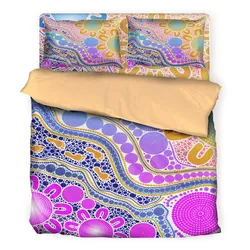 Aboriginal Dot Painting Bedding Set Waterhole Pastel Urban
