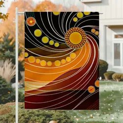 Aboriginal Dot Painting Garden Flag Meeting Place Red Dark Brown