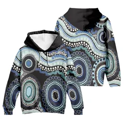 Aboriginal Dot Painting Hoodie Waterhole Running Water Blue Zip Up Hoodie
