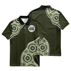 Aboriginal Dot Painting Custom Logo Polo Shirt Waterhole Dark Olive Green