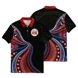 Aboriginal Dot Painting Custom Logo Polo Shirt Running Water Red Blue