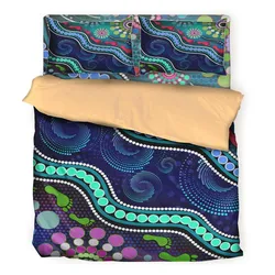 Aboriginal Dot Painting Bedding Set Human Track