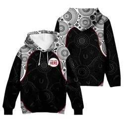 Aboriginal Dot Painting Custom Logo Hoodie Meeting Place White Black Zip Up Hoodie