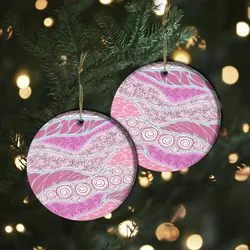 Aboriginal Urban Ornament Bush Plant Pink Ceramic Ornament