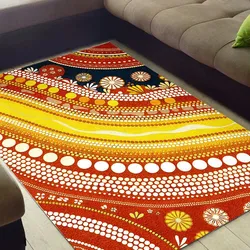 Aboriginal Dot Painting Carpet Rug Running Water Plants Red Yellow