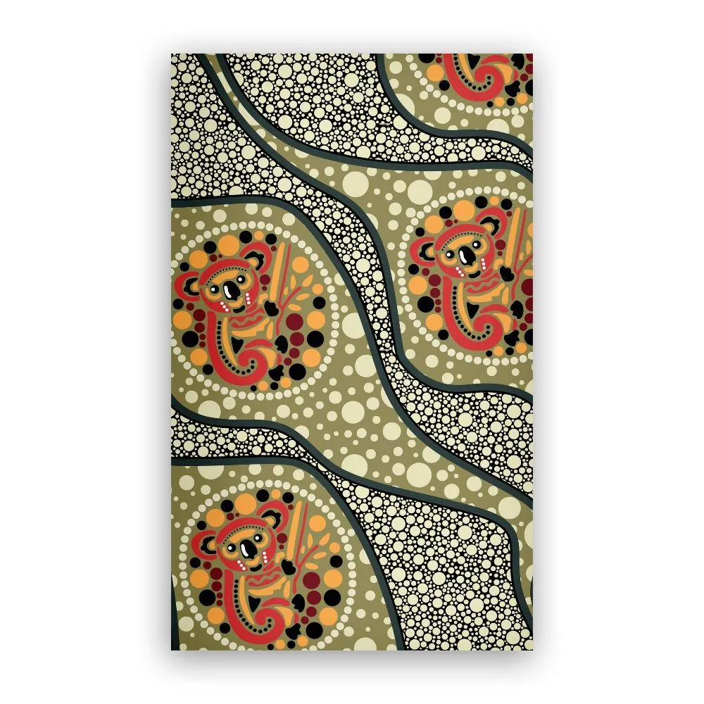 Aboriginal Dot Painting Carpet Rug Koala Olive Green