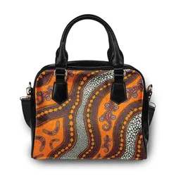 Aboriginal Dot Painting Shoulder Handbag Hunting Goanna Orange