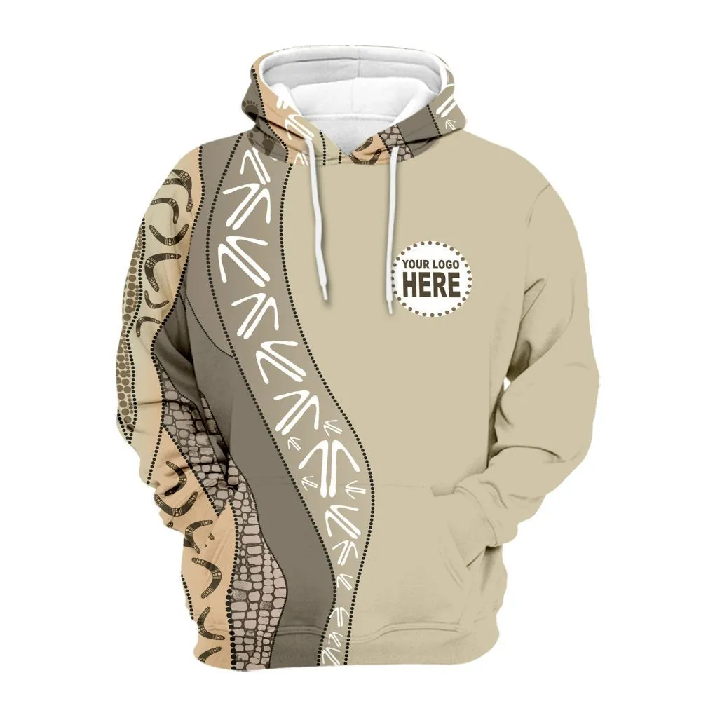 Aboriginal Rarrk Custom Logo Men's Hoodie Hunting Grey Brown Zip Up Hoodie
