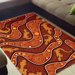 Aboriginal Dot Painting Carpet Rug Goanna Red