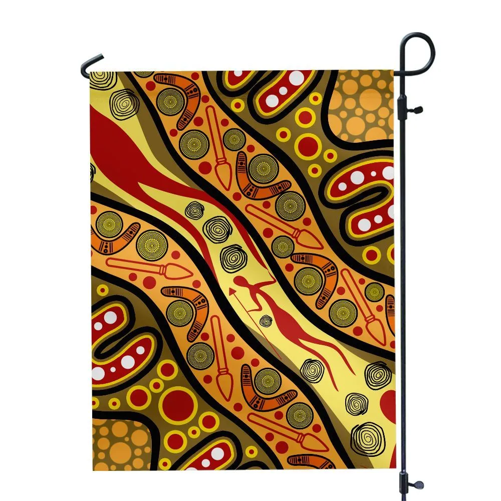 Aboriginal Dot Painting Garden Flag Hunting Journey Ochre