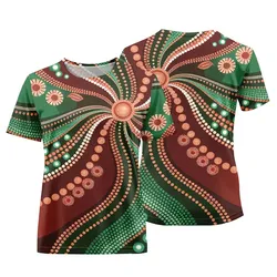 Aboriginal Dot Painting Women T-Shirt Running Waterhole Red Green