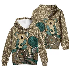 Aboriginal Dot Painting Hoodie Koala Dot Art Sand Teal Zip Up Hoodie
