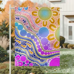 Aboriginal Dot Painting Garden Flag Waterhole Pastel Urban