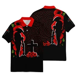 Lest We Forget Polo Shirt Aboriginal Soldiers Red Poppy