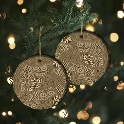 Aboriginal Rarrk Ornament Pathways Beige Ceramic Ornament