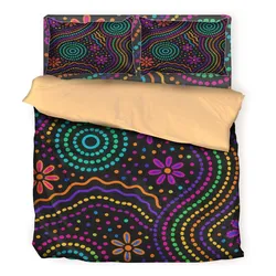 Aboriginal Dot Painting Bedding Set Neon Songlines