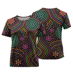 Aboriginal Dot Painting Women T-Shirt Neon Songlines