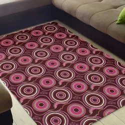 Aboriginal Dot Painting Carpet Rug Waterhole Pattern Neon Pink Urban
