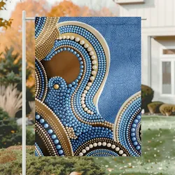 Aboriginal Dot Painting Garden Flag Waterhole Blue