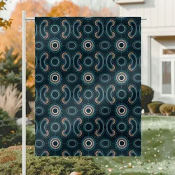 Aboriginal Dot Painting Garden Flag Boomerang Pattren Navy Blue