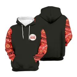 Aboriginal Dot Painting Custom Logo Men's Hoodie Boomerang Spear Red Zip Up Hoodie