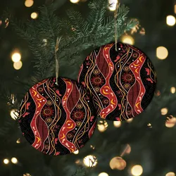 Aboriginal Rarrk Ornament Hunting Emu Red Ceramic Ornament