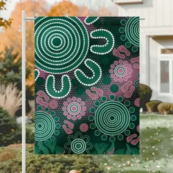 Aboriginal Dot Painting Garden Flag Spirit Bushland Deep Green