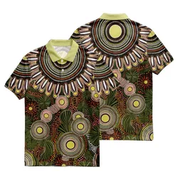 Aboriginal Dot Painting Polo Shirt Bushland Green