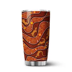 Aboriginal Dot Painting Tumbler Goanna Red