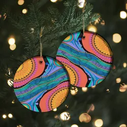 Aboriginal Rarrk Ornament Waterhole Running Water Ceramic Ornament