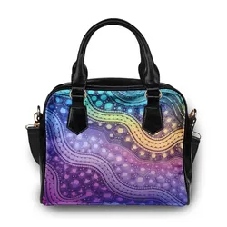 Aboriginal Dot Painting Shoulder Handbag Aurora Spirit