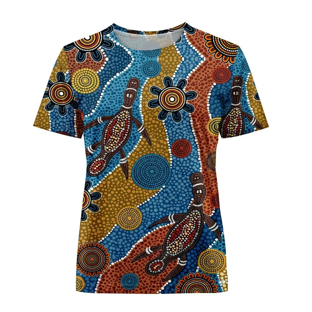 Aboriginal Dot Painting Women T-Shirt NAIDOC 2026 Platypus Dot
