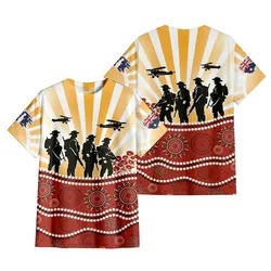 Lest We Forget T-Shirt Aboriginal Soldier Sunset Red Poppy