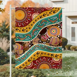 Aboriginal Dot Painting Garden Flag Hunting Emu