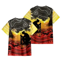 Lest We Forget T-Shirt Aboriginal Soldier Memorial Silhouette Red Poppy