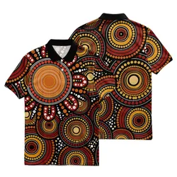 Aboriginal Dot Painting Polo Shirt Campsite Red Brown