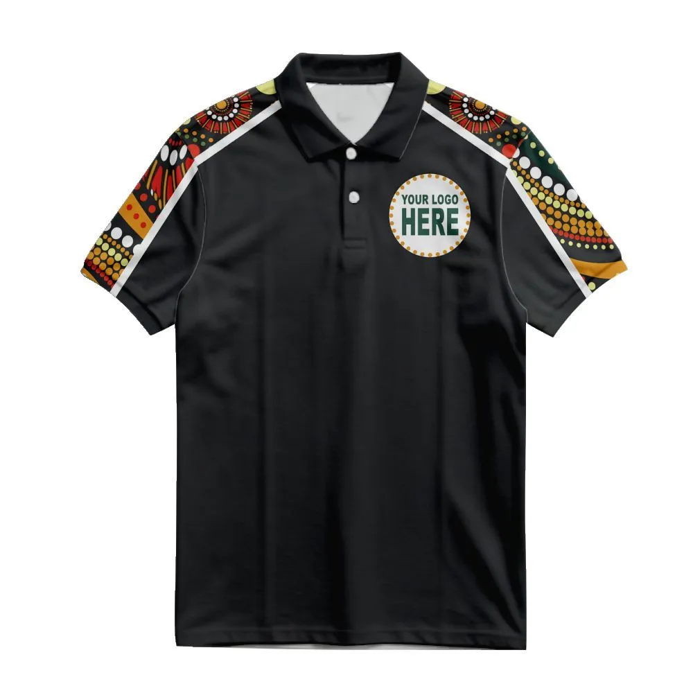 Aboriginal Dot Painting Custom Logo Polo Shirt Waterhole Green