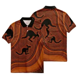 Aboriginal Dot Painting Polo Shirt Kangaroo Burnt Orange
