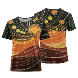 Aboriginal Dot Painting Women T-Shirt Meeting Place Red Dark Brown