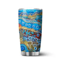 Aboriginal Urban Tumbler Gathering Place Blue