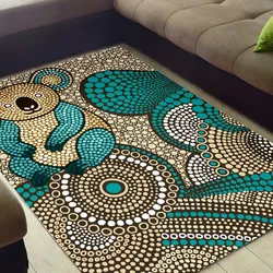 Aboriginal Dot Painting Carpet Rug Koala Dot Art Sand Teal