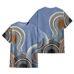 Aboriginal Dot Painting T-Shirt Waterhole Blue