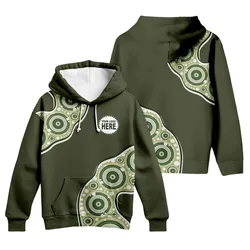 Aboriginal Dot Painting Custom Logo Hoodie Waterhole Dark Olive Green Zip Up Hoodie