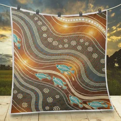 Aboriginal Dot Painting Quilt Fish Rarrk