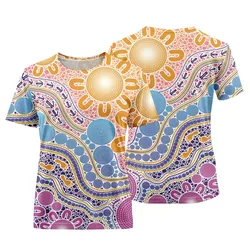 Aboriginal Dot Painting Women T-Shirt Waterhole Pastel Urban
